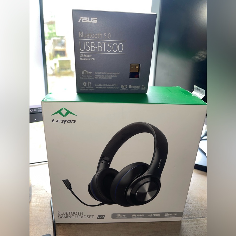 Letton Bluetooth gaming headset L13 with Asus Bluetooth 5.0 USB-BT500